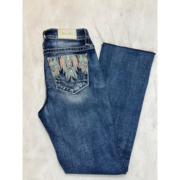Miss Me Denim - Miss Me Jeans Womens Bootcut Embellished Pocket Blue Denim Size 26